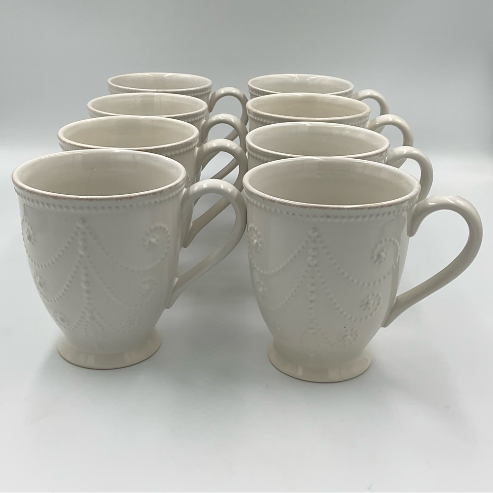 Lenox French Pearl White Coffee Mugs Set of 8